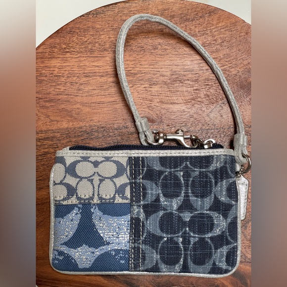 COACH Poppy Denim Patchwork Wristlet - Picture 4 of 8